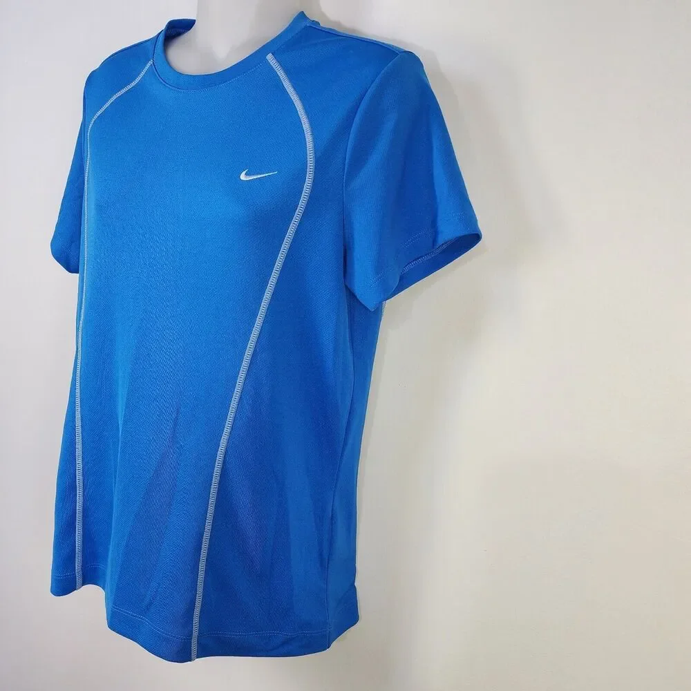 Nike Womens T Shirt Medium Blue Performance Tee Athletic Workout Gym Training
